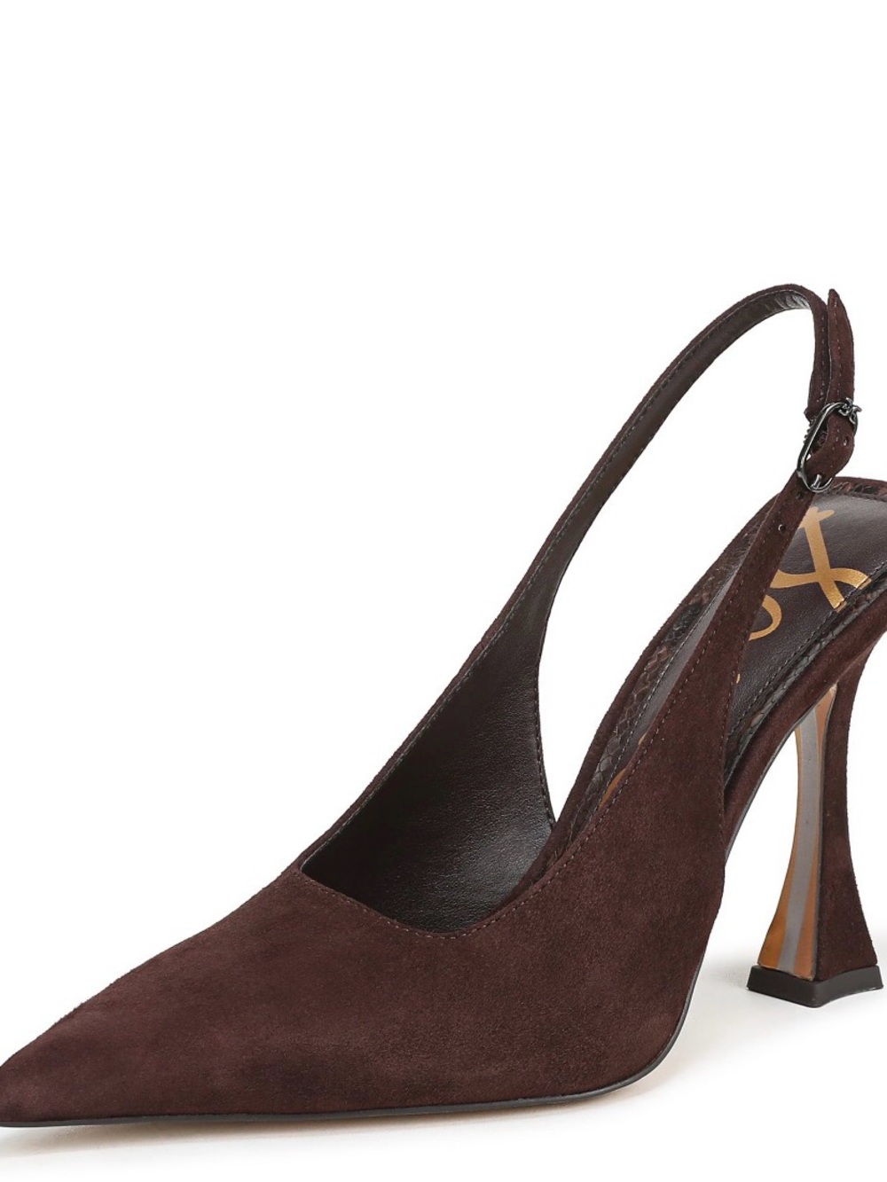 Sam Edelman Chocolate Brown Suede Slingback Pointed-Toe Heels